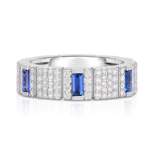 Roberto Coin 18K White Gold Obelisco Diamond & Sapphire Ring