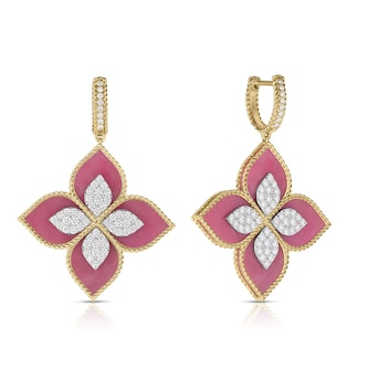 Roberto Coin 18K Yellow & White Gold Venetian Princess Diamond & Rhodonite Drop Earrings