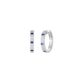Roberto Coin 18K White Gold Obelisco Pave Diamond & Blue Sapphire Hoop Earrings