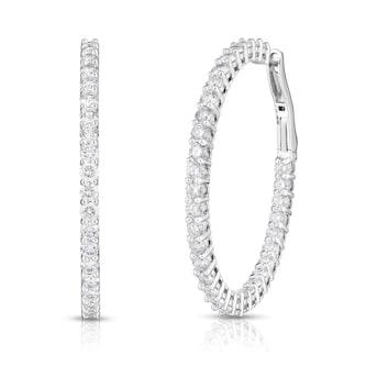 Roberto Coin 18K White Gold The Perfect Diamond Hoop® Large Hoop Earrings