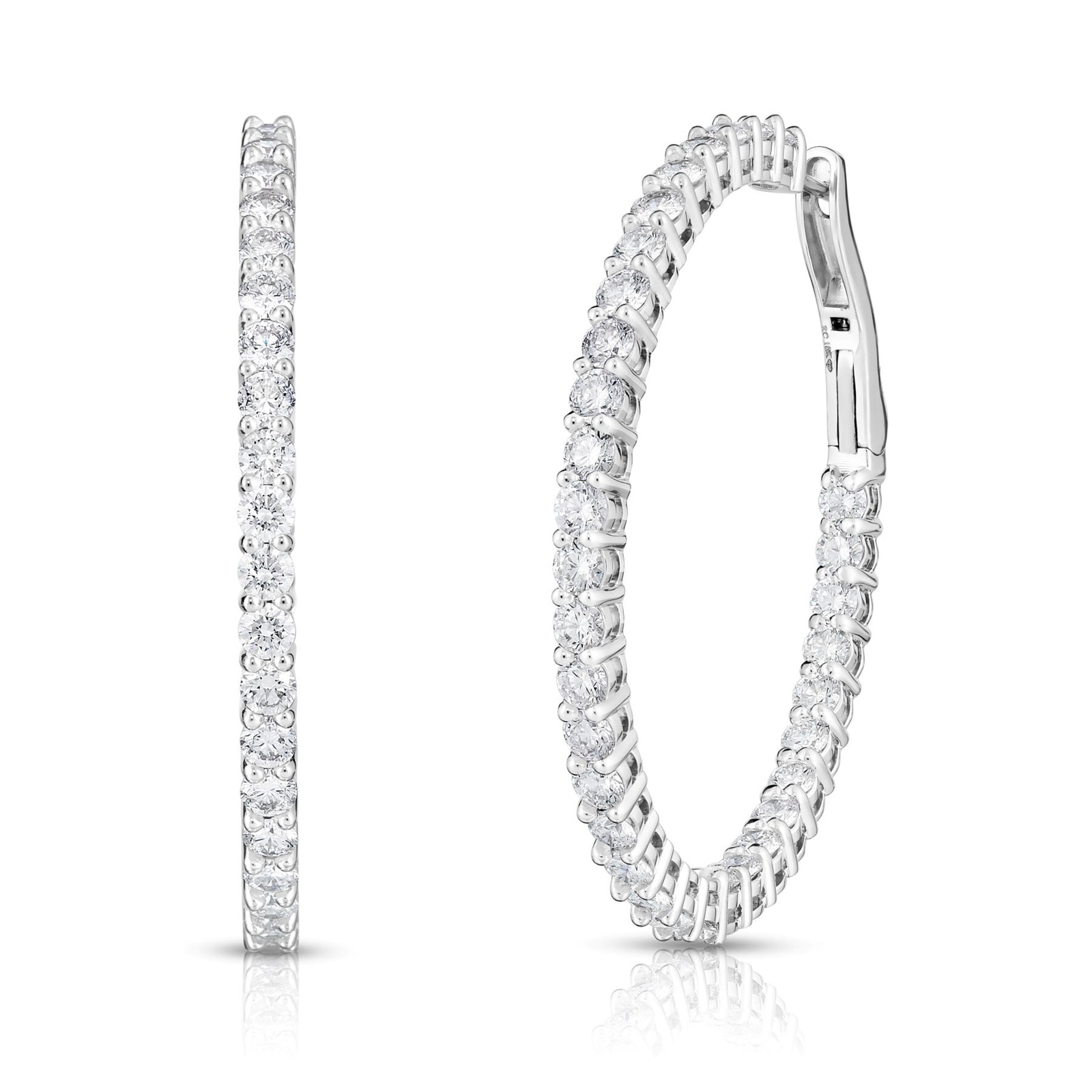 Roberto Coin 18K White Gold The Perfect Diamond Hoop® Large Hoop Earrings