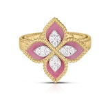 Roberto Coin 18K Yellow & White Gold Venetian Princess Diamond & Rhodonite Flower Ring