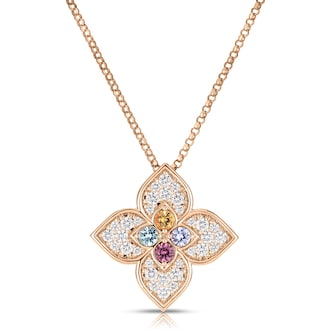 Roberto Coin 18K Rose Gold Venetian Princess Diamond & Mixed Gemstones Necklace Roberto Coin 18K Rose Gold Venetian Princess Diamond & Mixed Gemstones Necklace