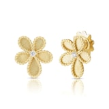 Roberto Coin 18K Yellow Gold Diamond Jasmine Flower Stud Earrings