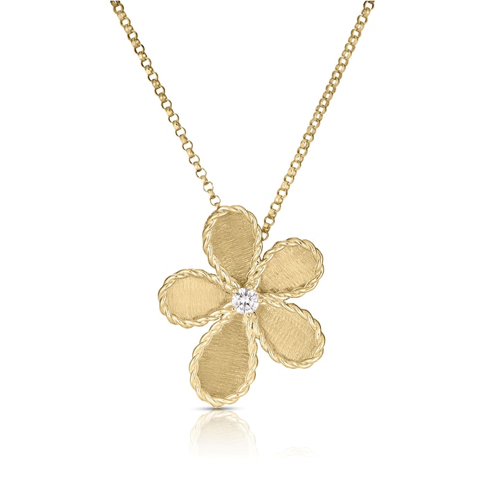 Roberto Coin 18K Yellow Gold Diamond Jasmine Flower Necklace