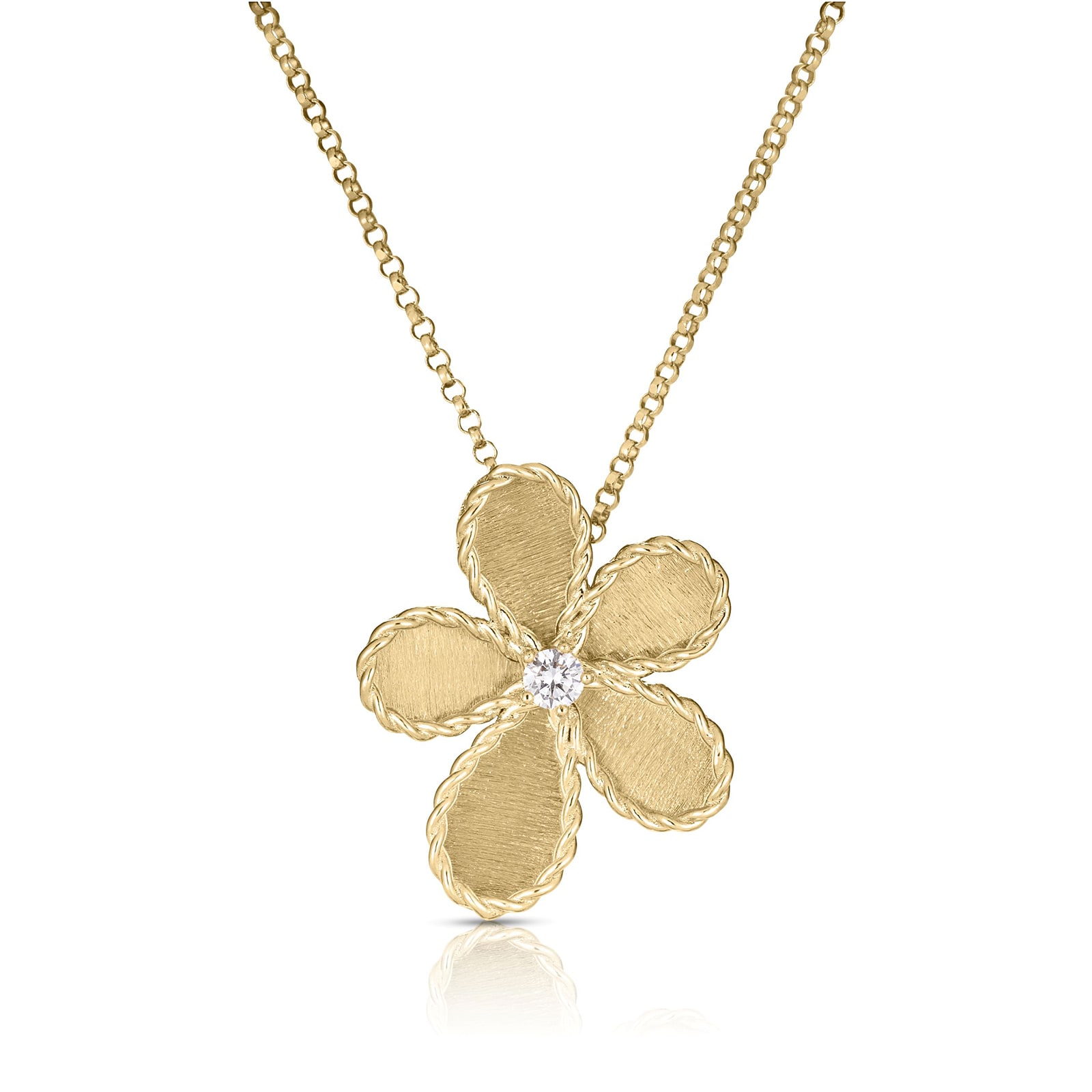 Roberto Coin 18K Yellow Gold Diamond Jasmine Flower Necklace