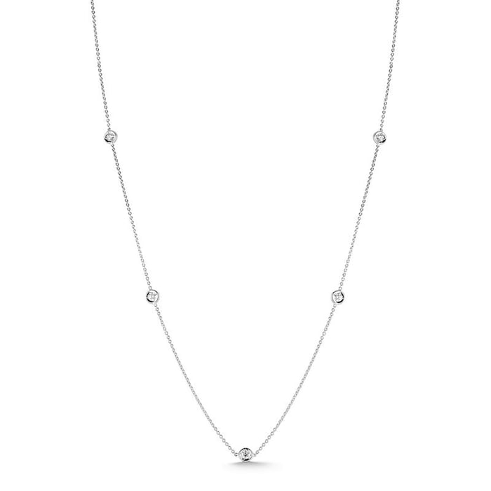 Roberto Coin 18K White Gold Diamond By The Inch 5 Station Necklace