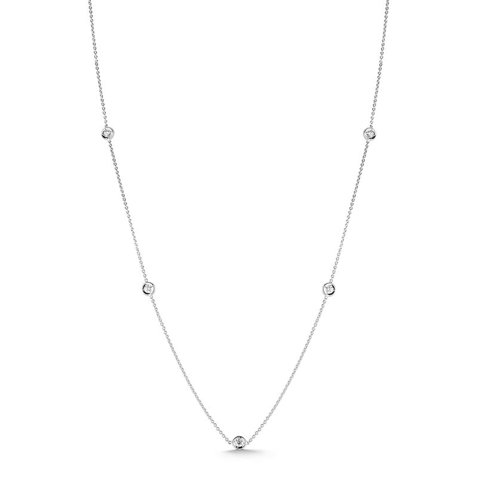 Roberto Coin 18K White Gold Diamond By The Inch 5 Station Necklace
