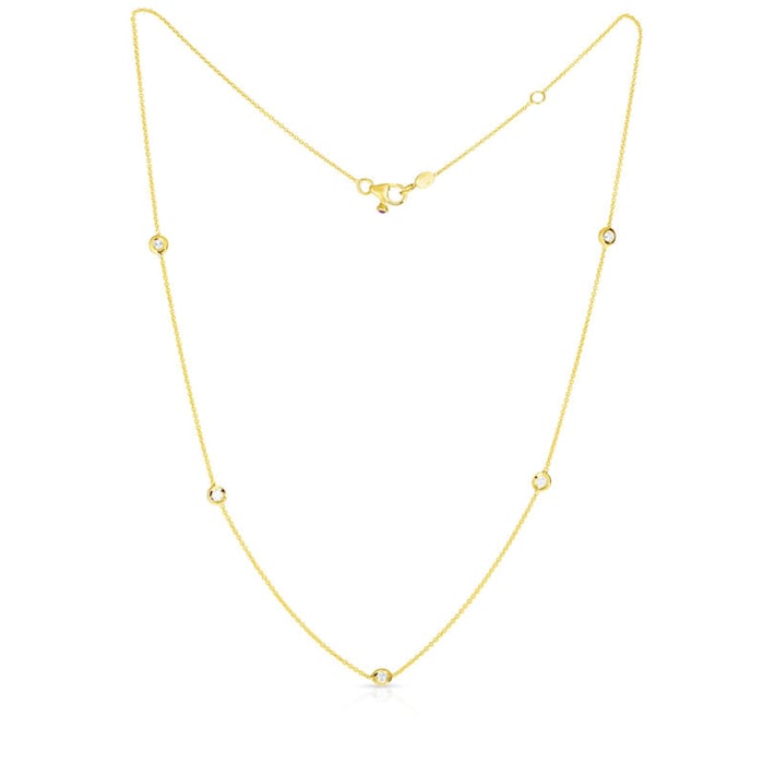 Roberto Coin 18K Yellow Gold Diamond By The Inch 5 Station Necklace