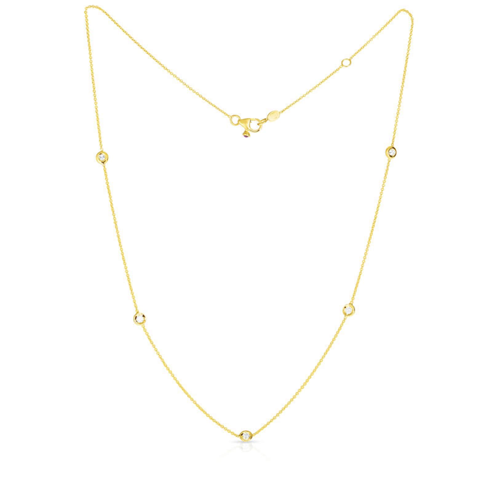 Roberto Coin 18K Yellow Gold Diamond By The Inch 5 Station Necklace Roberto Coin 18K Yellow Gold Diamond By The Inch 5 Station Necklace