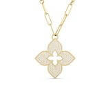 Roberto Coin 18K Yellow Gold Venetian Princess Diamond Large Flower Necklace