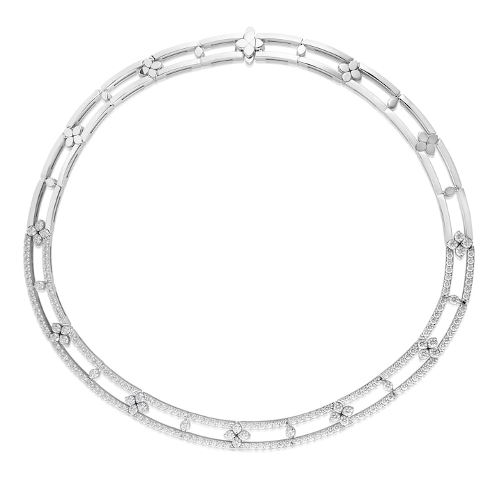 Roberto Coin 18K White Gold Love In Verona 7.85cttw Pavé Diamond Collar Necklace