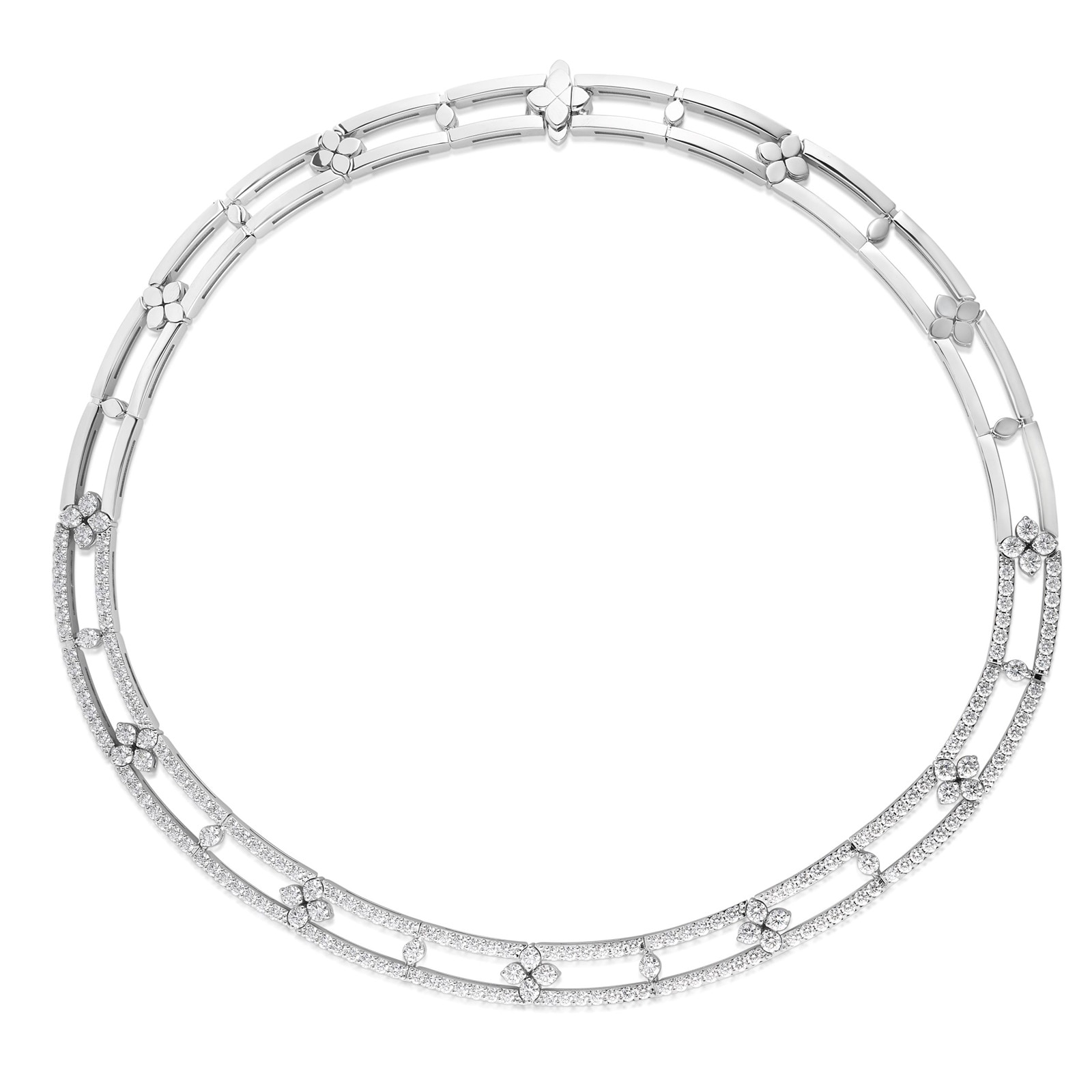 Roberto Coin 18K White Gold Love In Verona 7.85cttw Pavé Diamond Collar Necklace