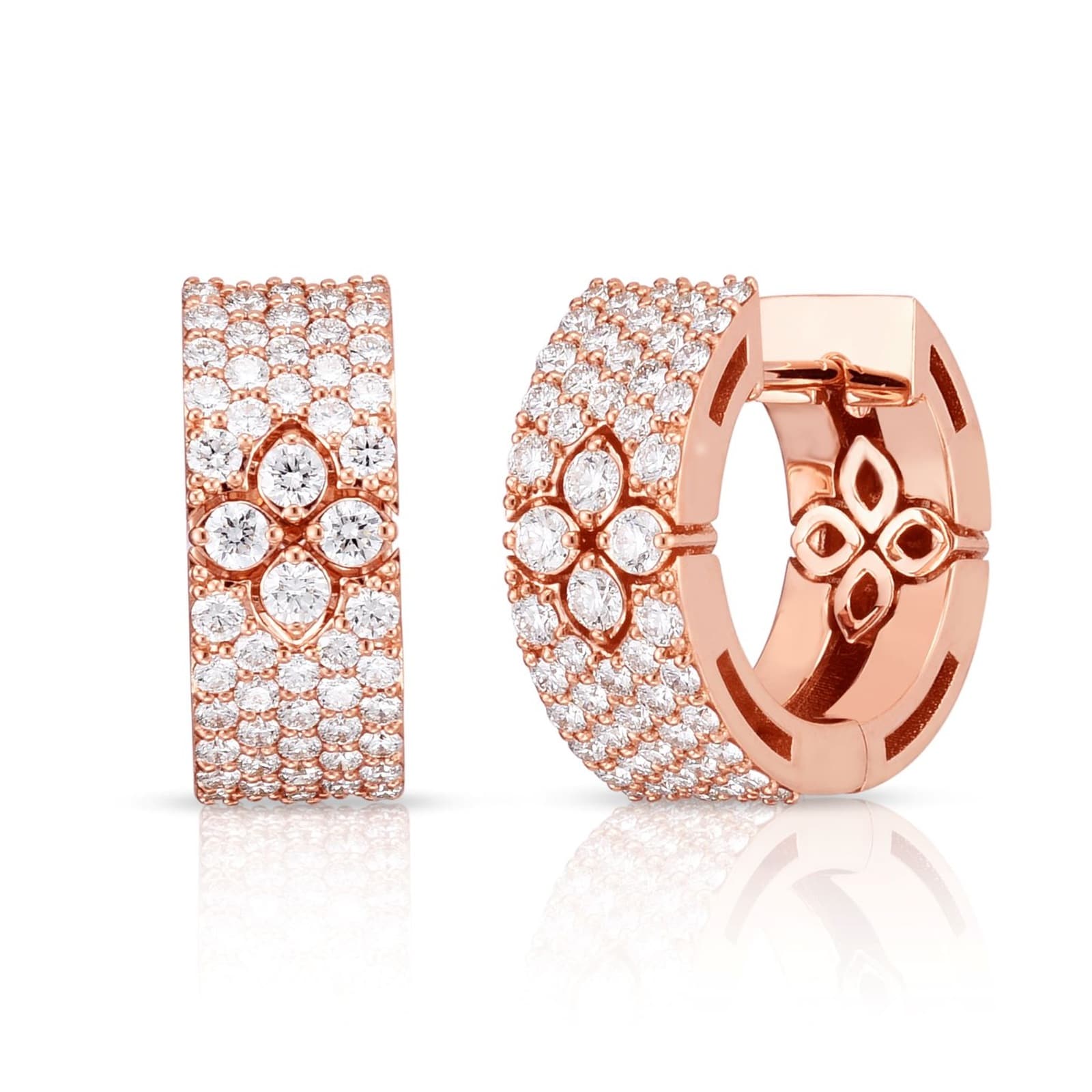 Roberto Coin 18K Rose Gold Love In Verona 0.95cttw Pavé Diamond Hoop Earrings