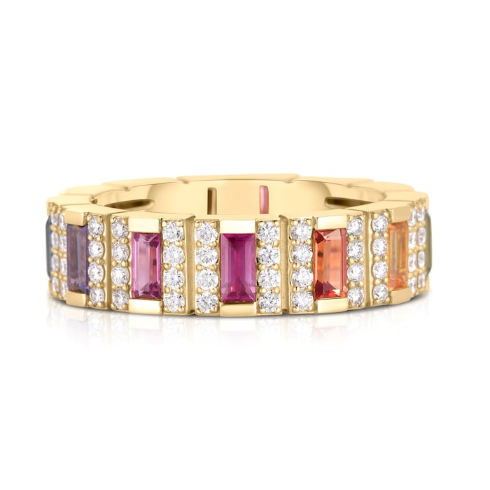 Roberto Coin 18K Yellow Gold Obelisco Diamond & Mixed Sapphire Ring