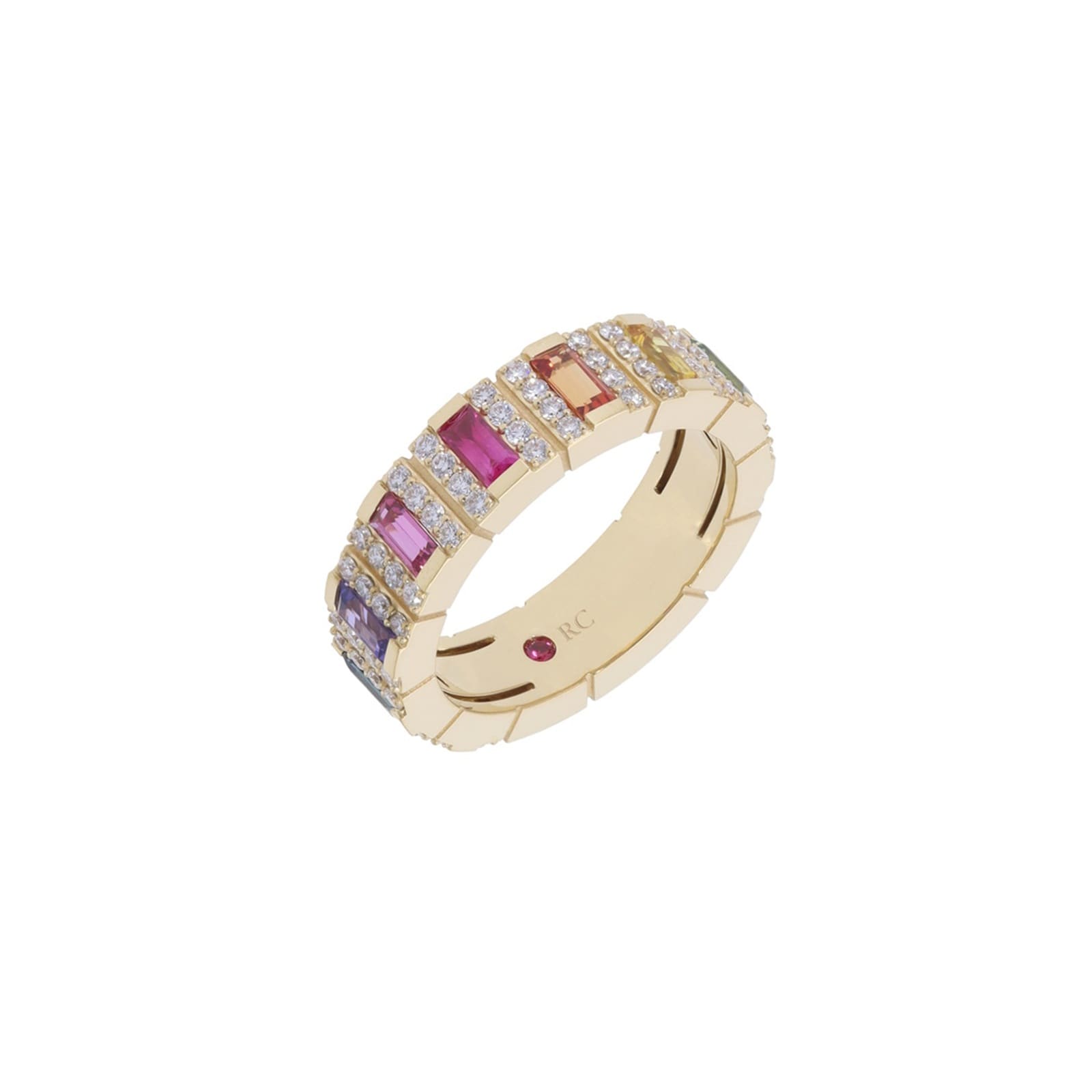 Roberto Coin 18K Yellow Gold Obelisco Diamond & Mixed Sapphire Ring