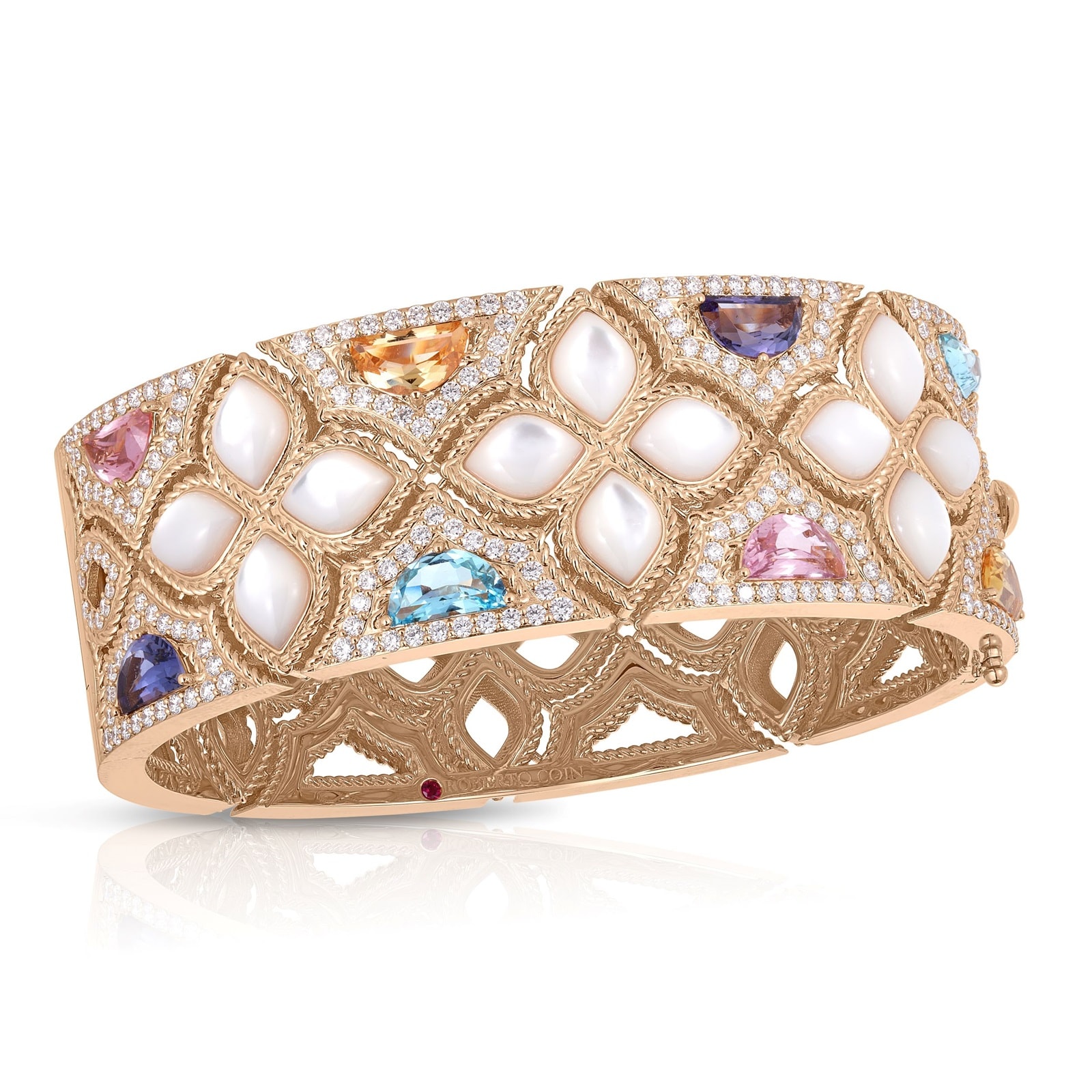 Roberto Coin 18K Rose Gold Venetian Princess Diamond & Mixed Gemstone Bangle