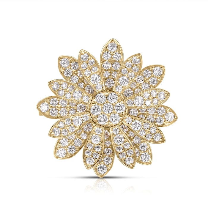 Roberto Coin 18K Yellow Gold Margherita 1.03cttw Pavé Diamond Flower Ring