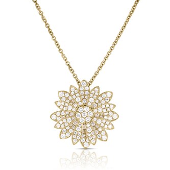 Roberto Coin 18K Yellow Gold Margherita 1.03cttw Pavé Diamond Flower Necklace
