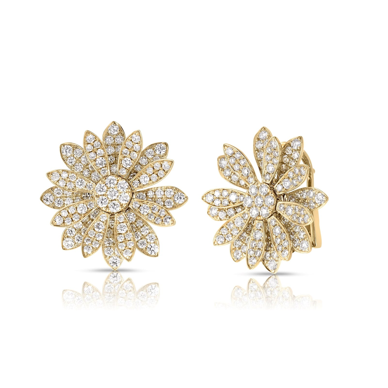 Roberto Coin 18K Yellow Gold Margherita 2.12cttw Pavé Diamond Flower Stud Earrings