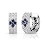 Roberto Coin 18K White Gold Love In Verona Pavé Diamond & Sapphire Hoop Earrings