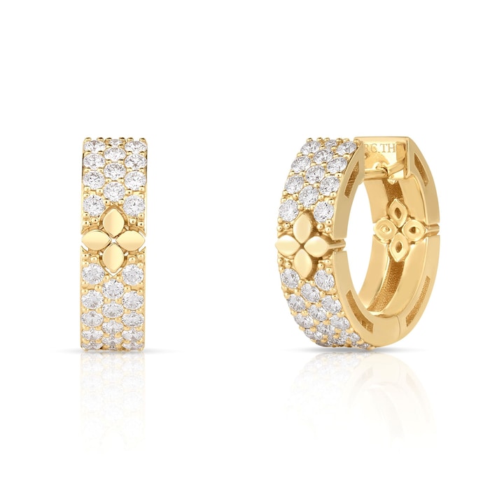 Roberto Coin 18K Yellow Gold Love In Verona 0.65cttw Pavé Diamond Hoop Earrings