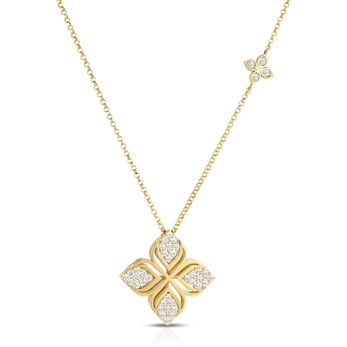 Roberto Coin 18K Yellow Gold Arabesque Pavé Diamond Flower Necklace