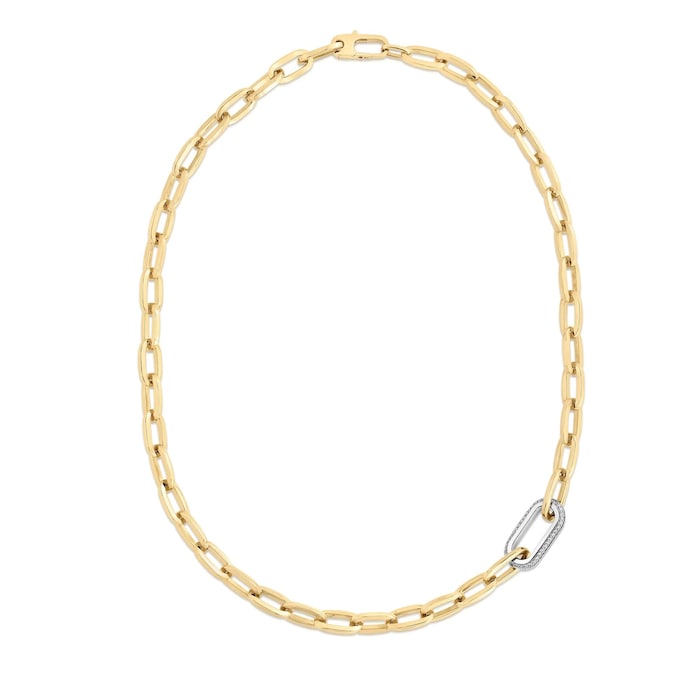 Roberto Coin 18K White & Rose Gold 0.78cttw Diamond Link Necklace