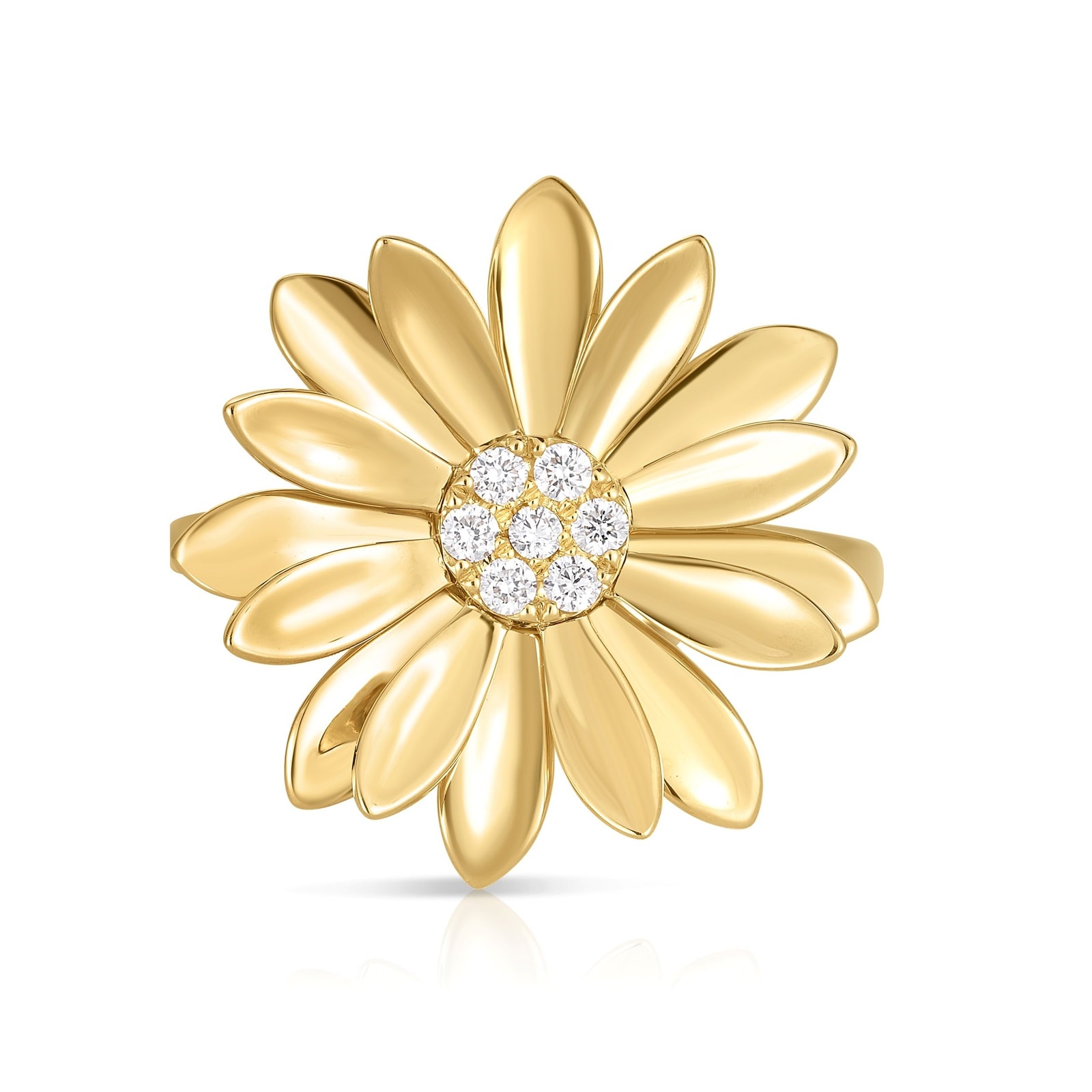 Roberto Coin 18K Yellow Gold Margherita 0.08cttw Diamond Flower Ring