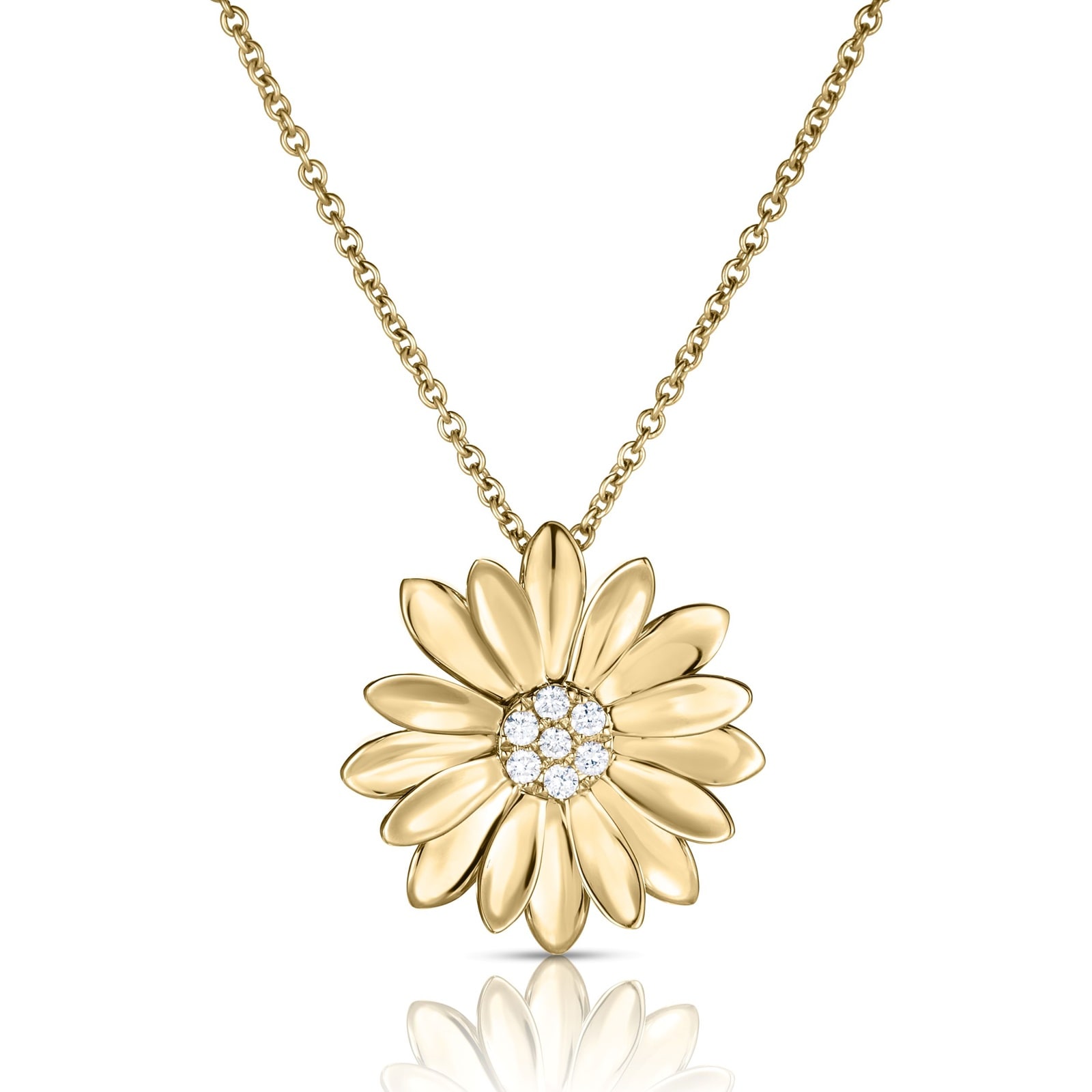 Roberto Coin 18K Yellow Gold Margherita 0.08cttw Diamond Flower Necklace
