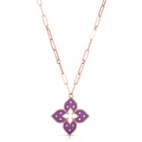 Roberto Coin 18K Rose Gold Venetian Princess 0.15cttw Diamond & Purple Titanium Flower Necklace