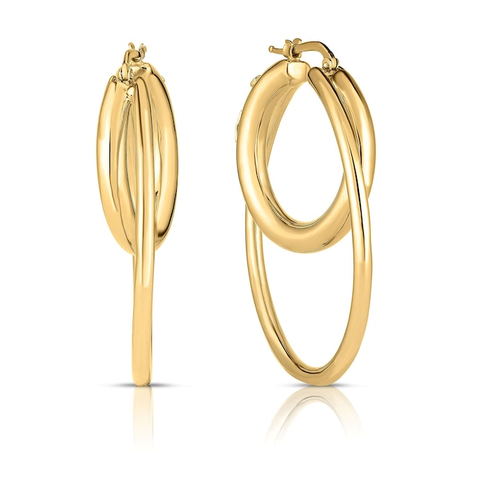 Roberto Coin 18K Yellow Gold Designer Gold Double Hoop Earrings