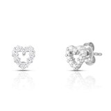 Roberto Coin 18K White Gold Tiny Treasures Diamond Heart Stud Earrings