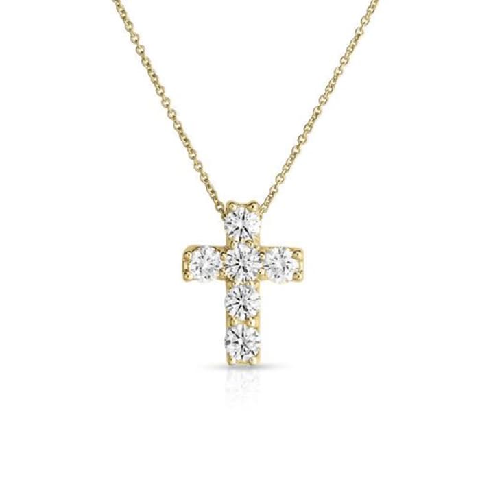 Roberto Coin 18K Yellow Gold Tiny Treasures Diamond Square Cross Necklace