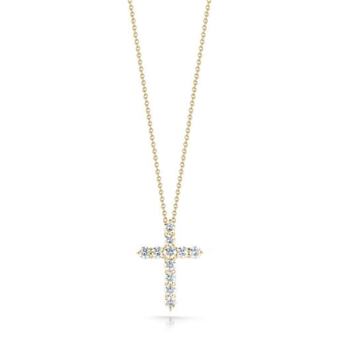 Roberto Coin 18K Yellow Gold Tiny Treasures Diamond Cross Necklace