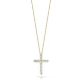 Roberto Coin 18K Yellow Gold Tiny Treasures Diamond Cross Necklace