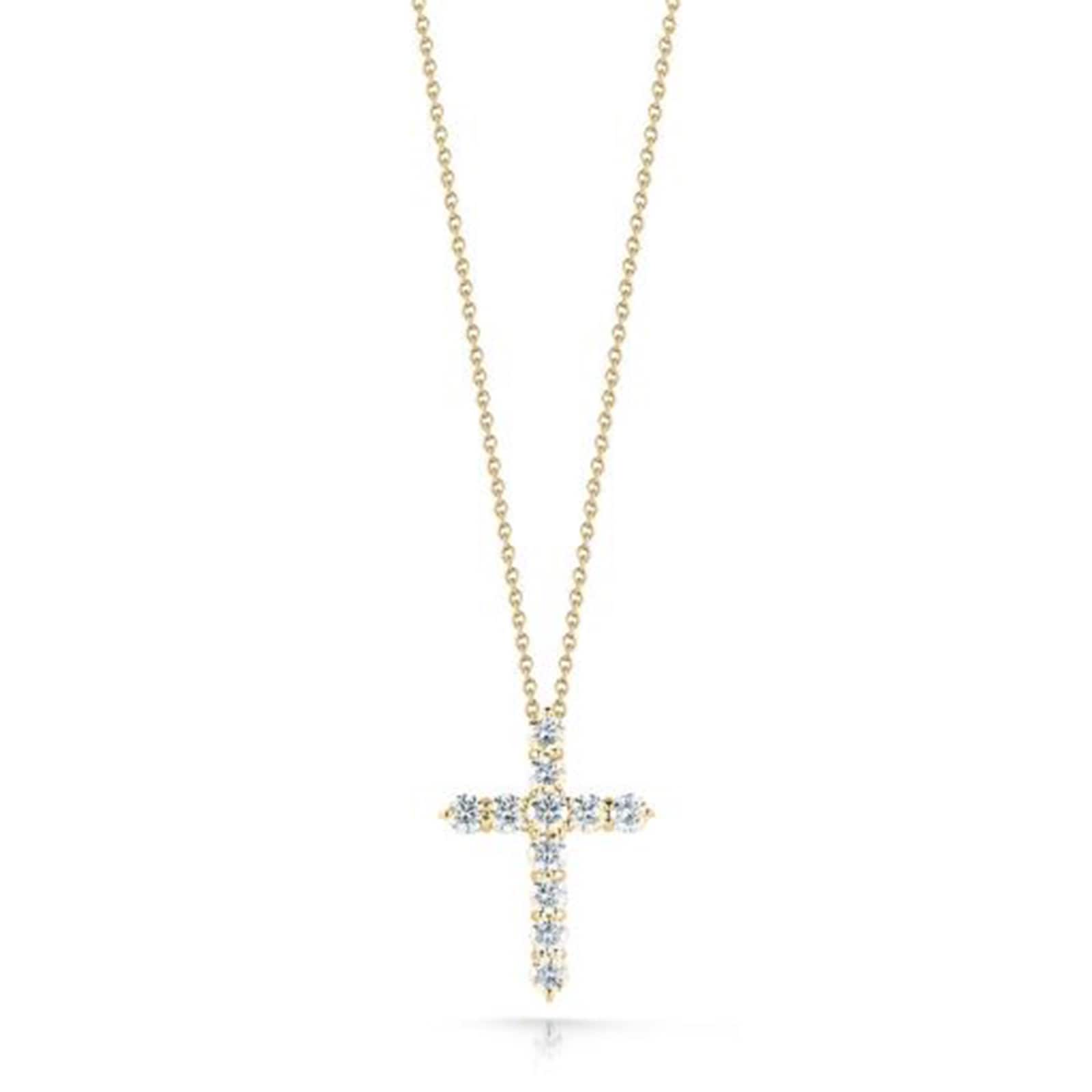Roberto Coin 18K Yellow Gold Tiny Treasures Diamond Cross Necklace