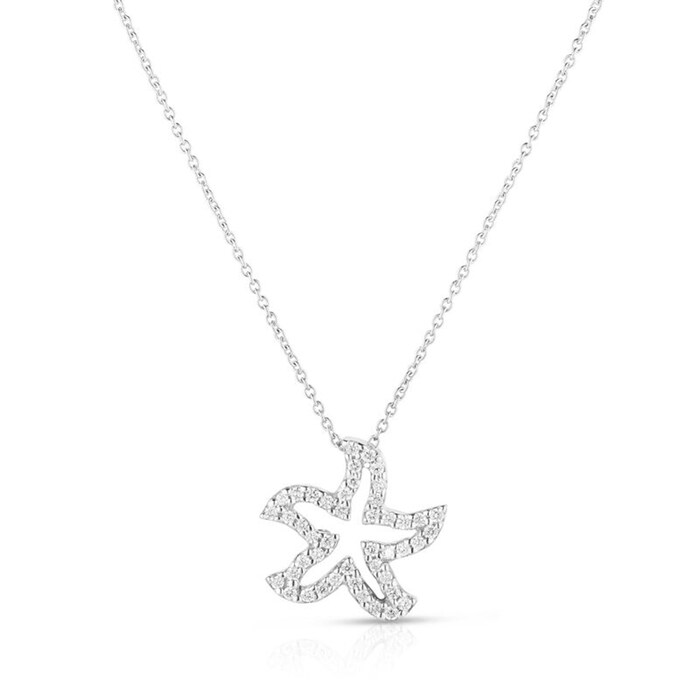 Roberto Coin 18K White Gold Tiny Treasures Diamond Starfish Necklace