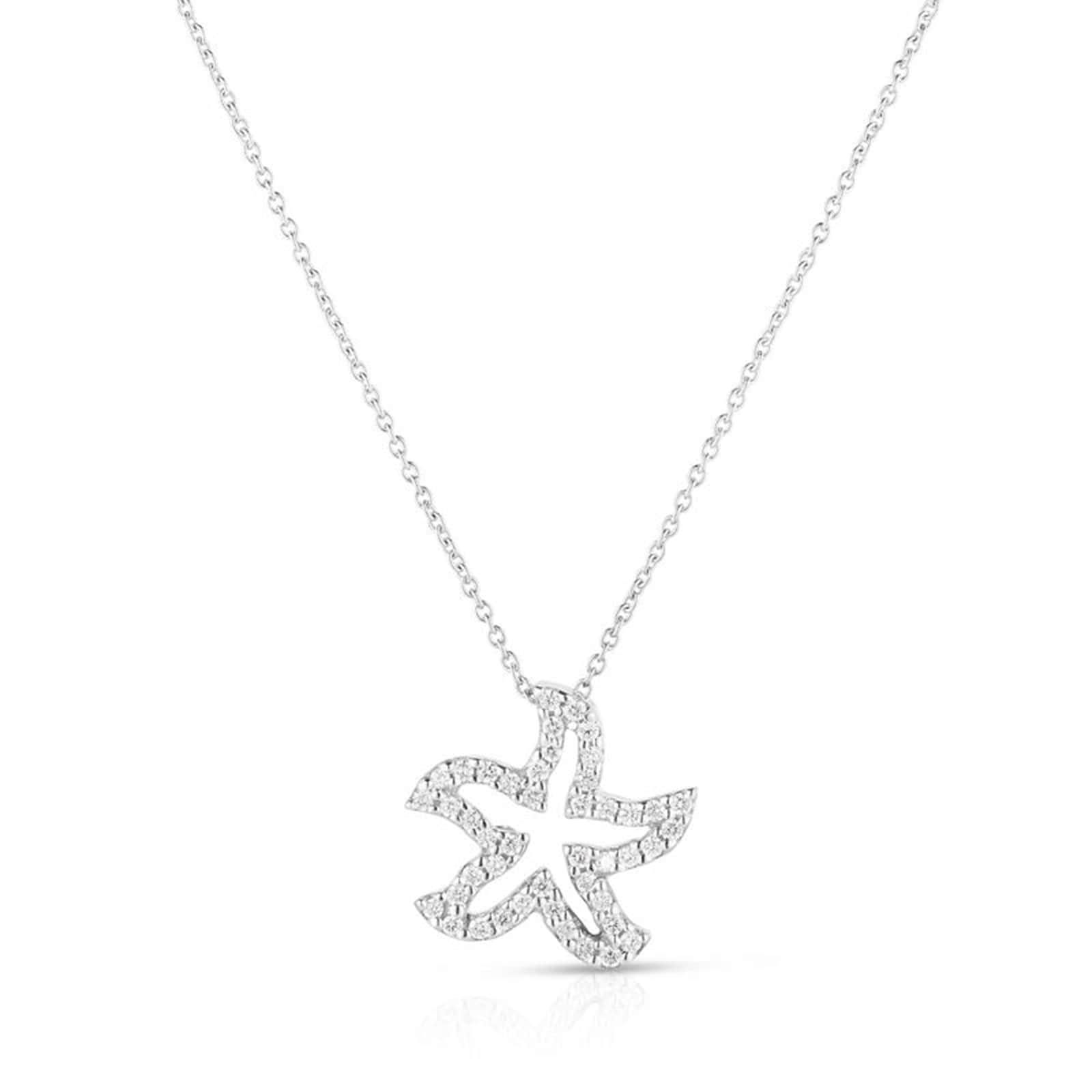 Roberto Coin 18K White Gold Tiny Treasures Diamond Starfish Necklace