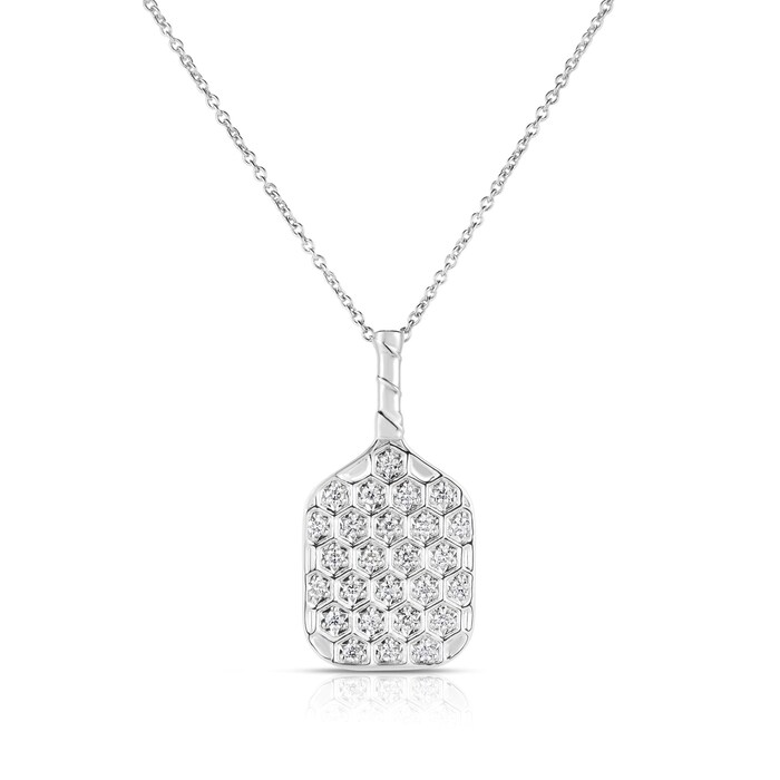 Roberto Coin 18K White Gold Tiny Treasures Diamond Pickleball Paddle Necklace