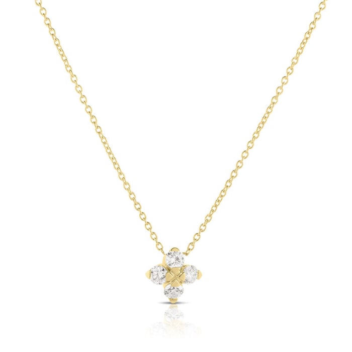 Roberto Coin 18K Yellow Gold Love In Verona Diamond Flower Necklace