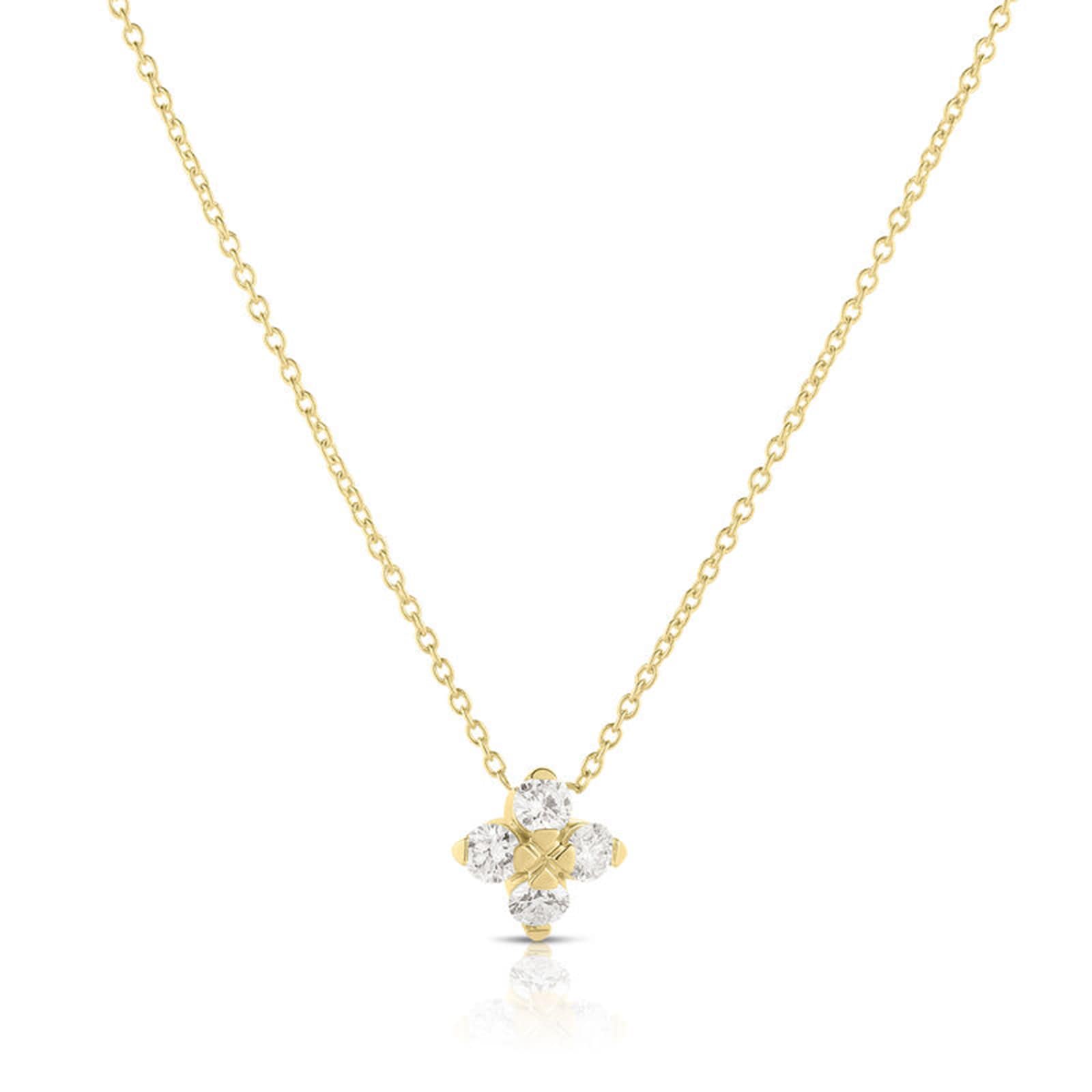 Roberto Coin 18K Yellow Gold Love In Verona Diamond Flower Necklace