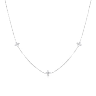 Roberto Coin 18K White Gold Love By The Inch 3 Station Diamond Necklace