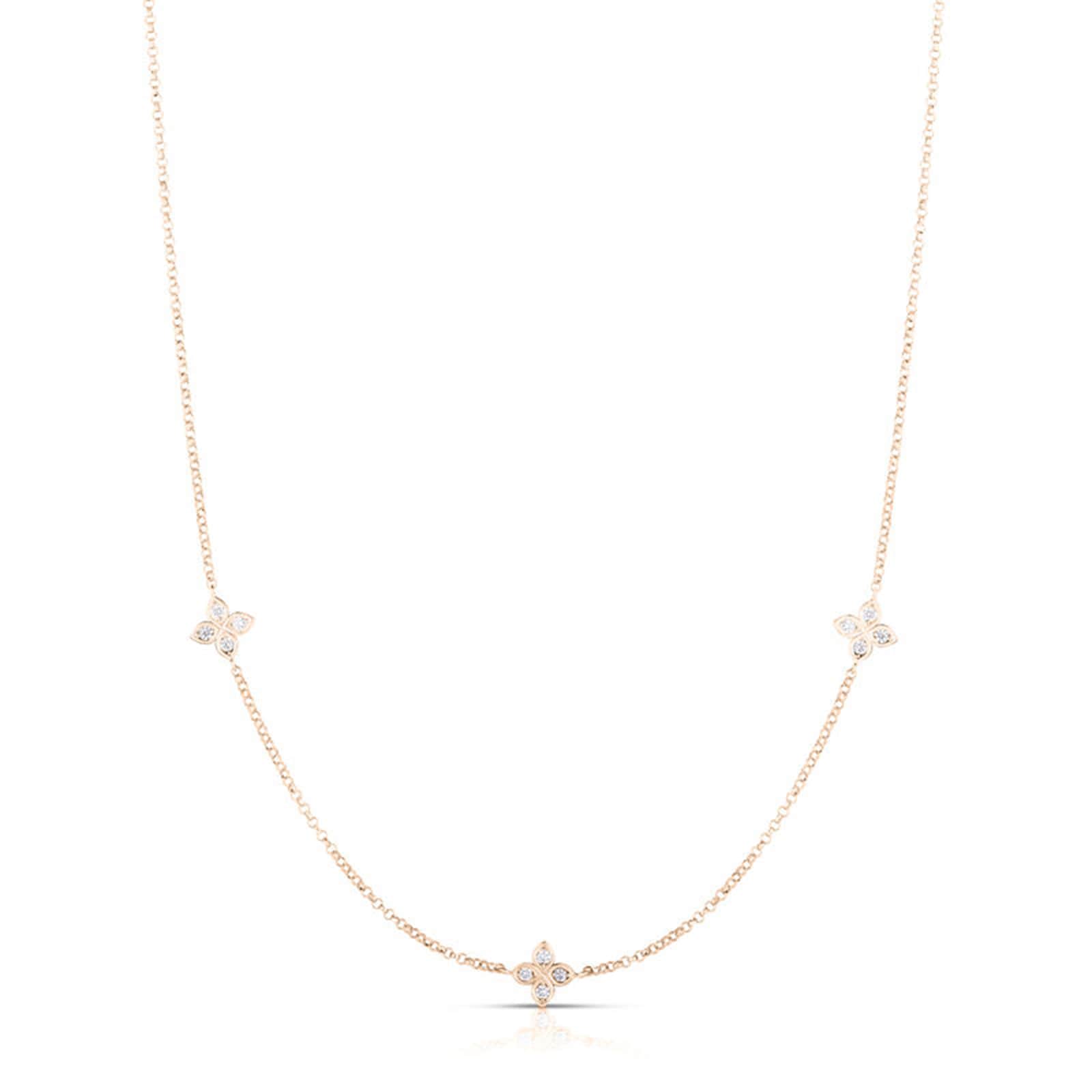 Roberto Coin 18K Rose Gold Love By The Inch 3 Station Diamond Necklace Roberto Coin 18K Rose Gold Love By The Inch 3 Station Diamond Necklace