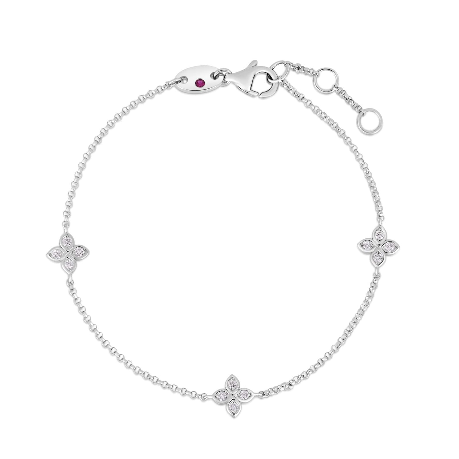 18K White Gold Love By The Inch 3 Station Diamond Bracelet