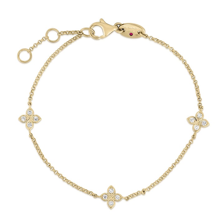 Roberto Coin 18K Yellow Gold Love By The Inch 3 Station Diamond Bracelet