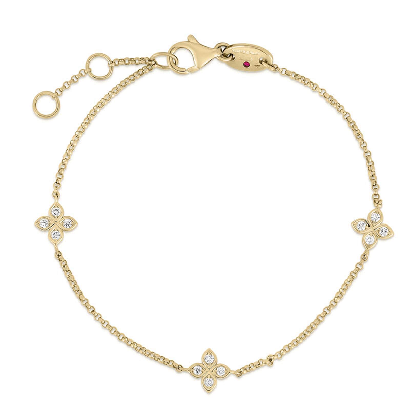 Roberto Coin 18K Yellow Gold Love By The Inch 3 Station Diamond Bracelet Roberto Coin 18K Yellow Gold Love By The Inch 3 Station Diamond Bracelet