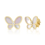 Roberto Coin 18K Yellow Gold Jasmine Diamond & Mother Of Pearl Butterfly Stud Earrings