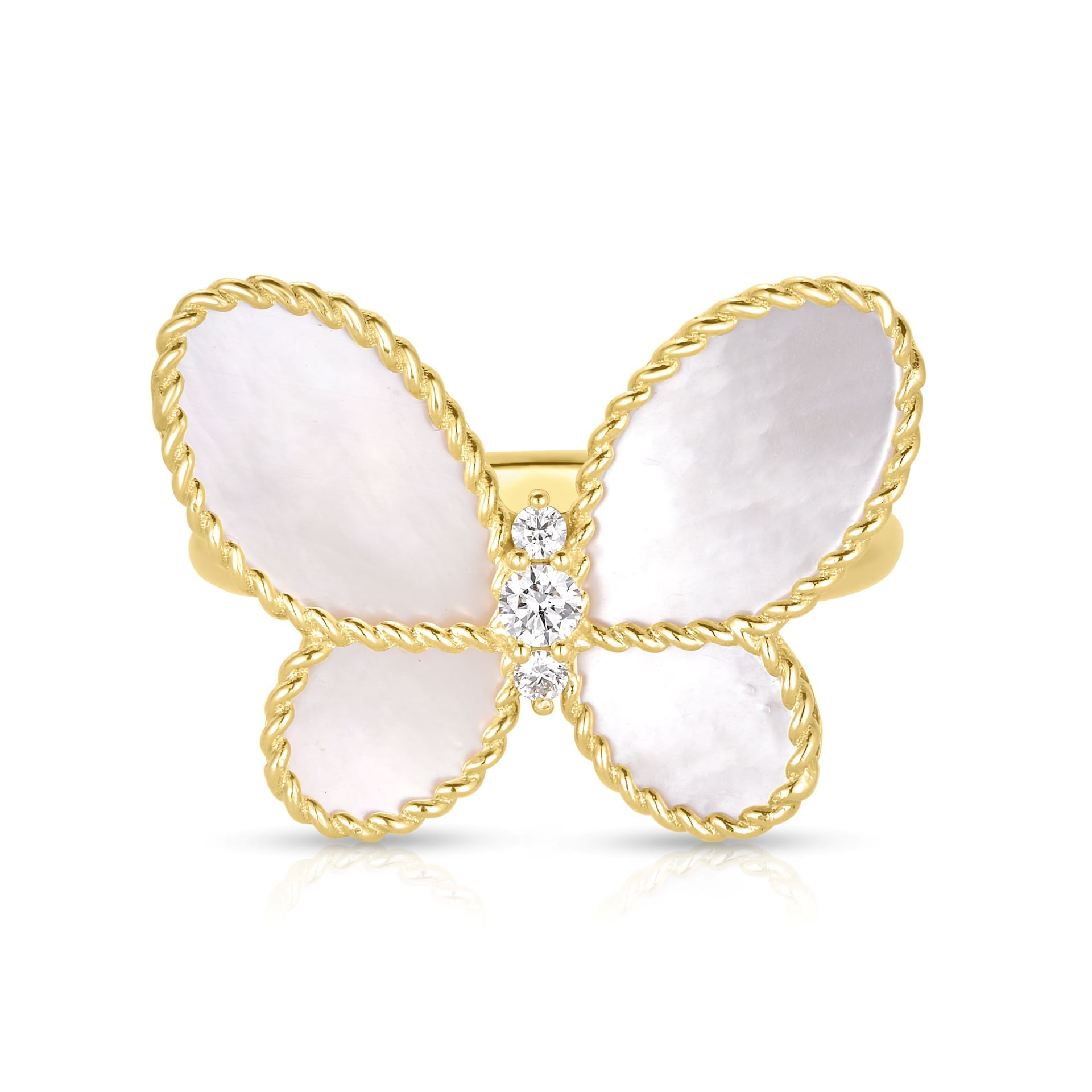Roberto Coin 18K Yellow Gold Jasmine Diamond & Mother Of Pearl Butterfly Ring Roberto Coin 18K Yellow Gold Jasmine Diamond & Mother Of Pearl Butterfly Ring