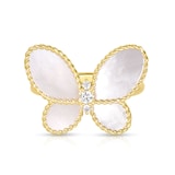 Roberto Coin 18K Yellow Gold Jasmine Diamond & Mother Of Pearl Butterfly Ring